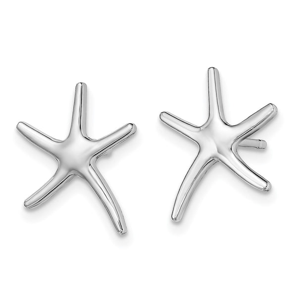 14K White Gold Polished Mini Starfish Earrings