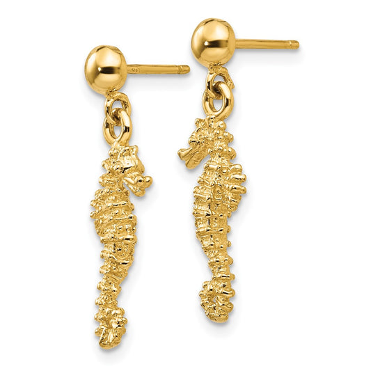 Exclusive 14K Gold Seahorse Drop Earrings | Stylish & Affordable Luxury