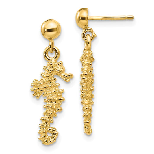 Exclusive 14K Gold Seahorse Drop Earrings | Stylish & Affordable Luxury