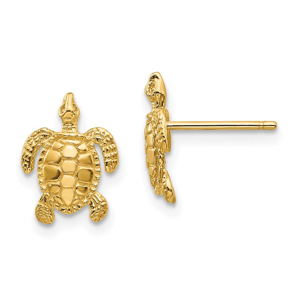 14K Gold Sea Turtle Stud Earrings - Style GR1-1019927