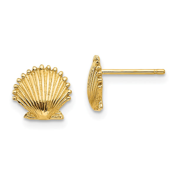 14K Gold Scallop Shell Stud Earrings - Style GR1-1019931