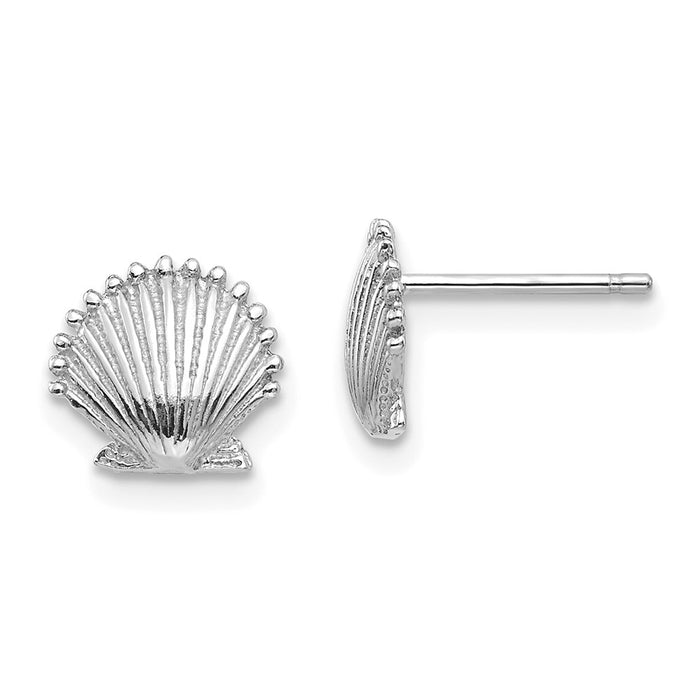 Shop Stylish 14K White Gold Scalloped Shell Stud Earrings - 0.85mm, Luxury Value-1