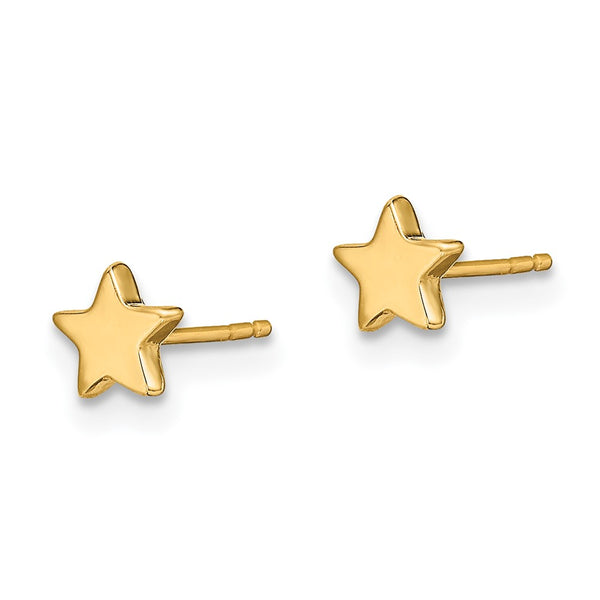 14K Gold Shiny Star Stud Earrings