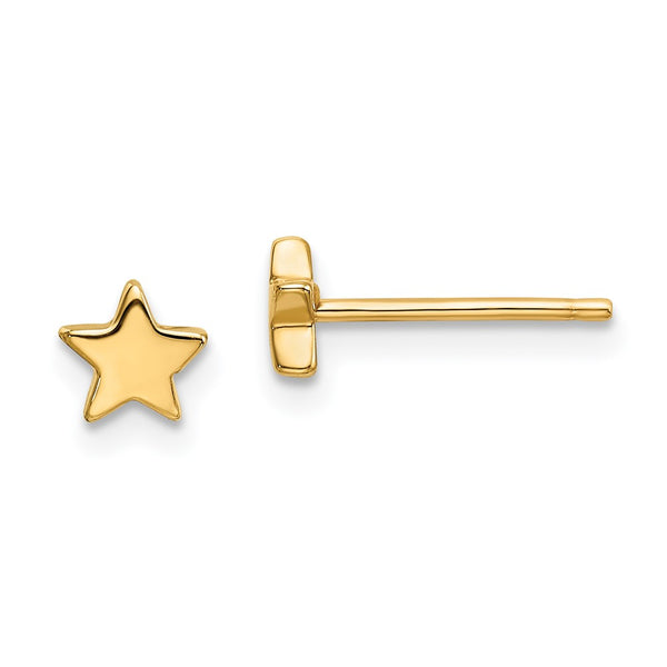 14K Gold Shiny Star Stud Earrings