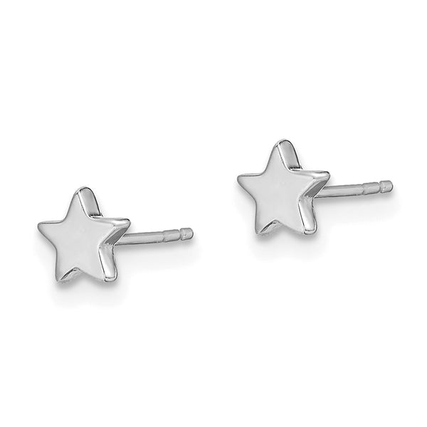 Polished Star Post Earrings in 14K White Gold