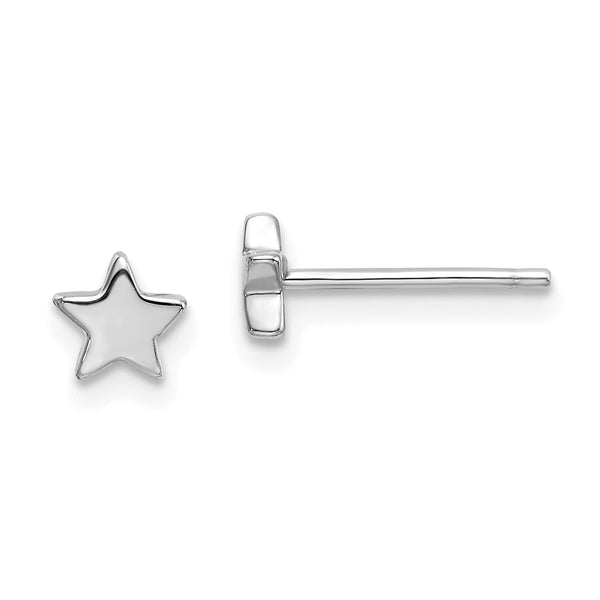 Polished Star Post Earrings in 14K White Gold