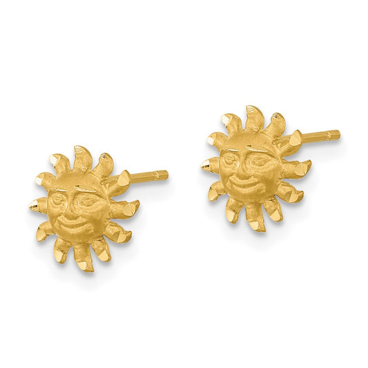 Buy Exclusive 14K Satin Finish Diamond-Cut Sunburst Earrings - Stylish Value!