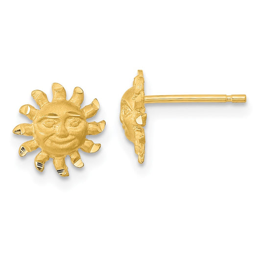 Buy Exclusive 14K Satin Finish Diamond-Cut Sunburst Earrings - Stylish Value!