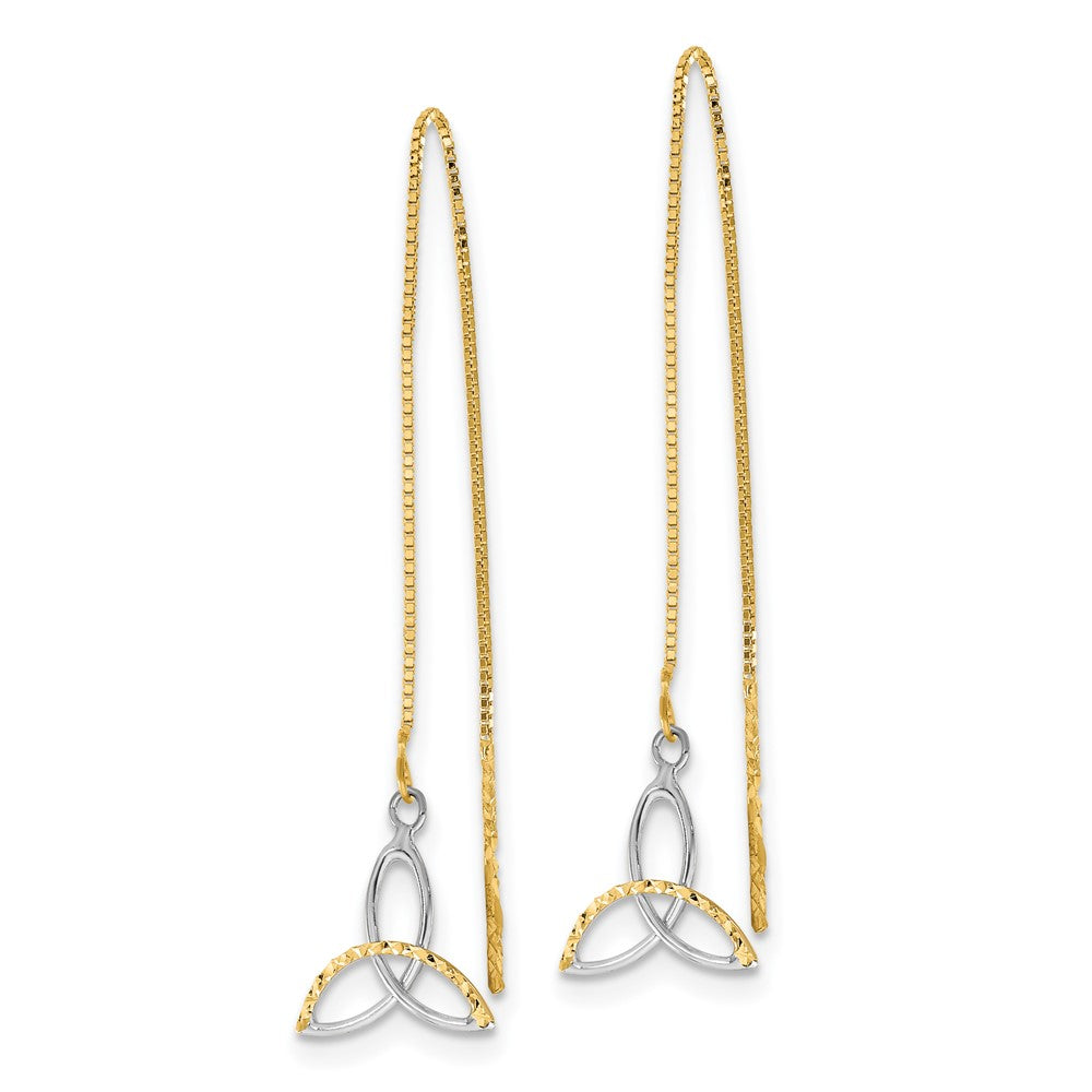 High-Quality 14K Gold Celtic Knot Threader Earrings | Stylish Rhodium Chain