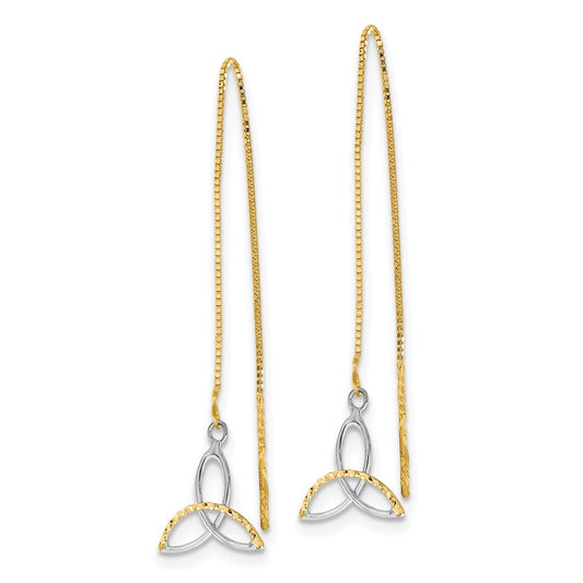 High-Quality 14K Gold Celtic Knot Threader Earrings | Stylish Rhodium Chain