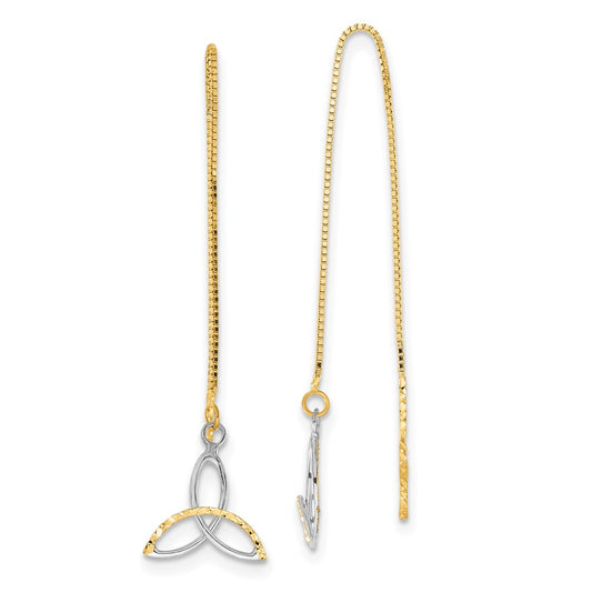 High-Quality 14K Gold Celtic Knot Threader Earrings | Stylish Rhodium Chain