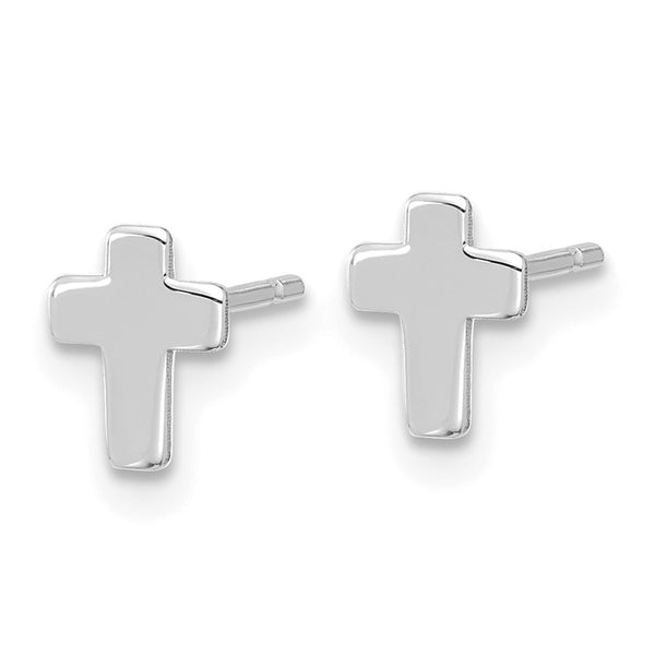 14K White Gold Cross Post Earrings - Gemstone