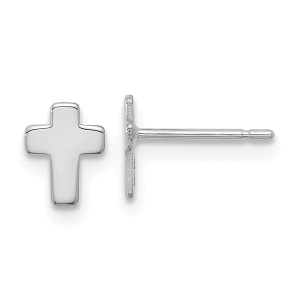 14K White Gold Cross Post Earrings - Gemstone