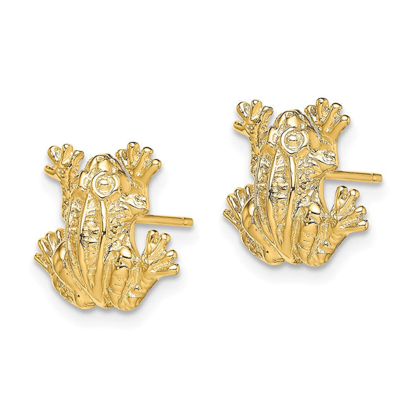 14K Gold 2-D Leap Frog Stud Earrings
