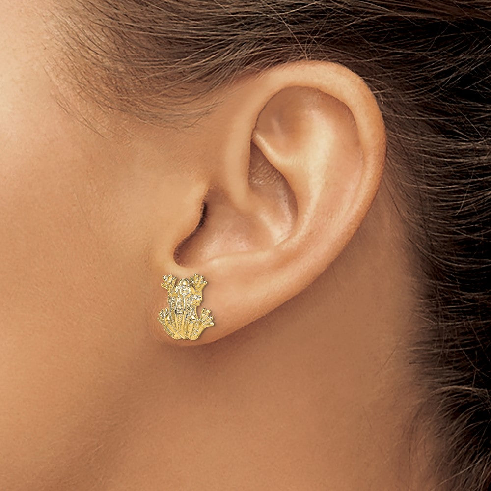 Shop Stylish 14K Gold 2-D Leap Frog Stud Earrings | Affordable Luxury