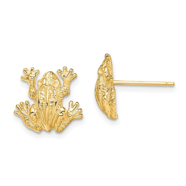 14K Gold 2-D Leap Frog Stud Earrings