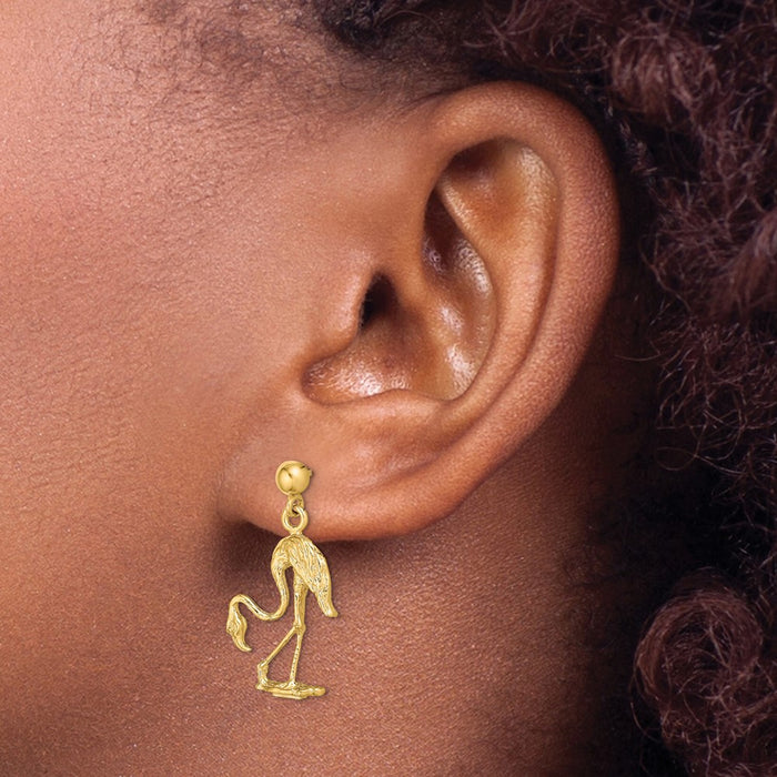 Buy Stylish 14K Gold 3D Flamingo Drop Earrings - Luxury Statement Piece-3