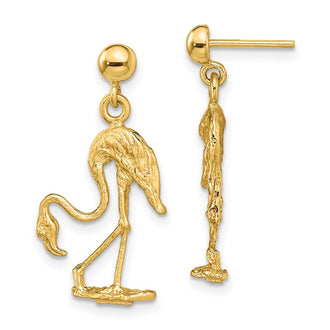 Buy Stylish 14K Gold 3D Flamingo Drop Earrings - Luxury Statement Piece