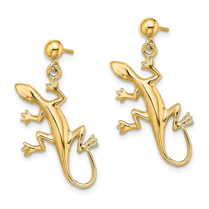 Buy Stylish 14K Gold Polished Gecko Drop Earrings | Lightweight & Elegant-2