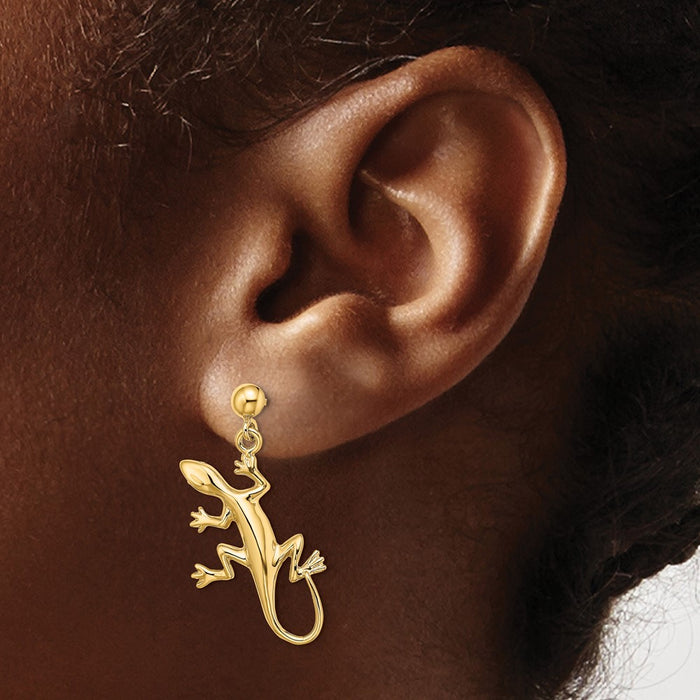 Buy Stylish 14K Gold Polished Gecko Drop Earrings | Lightweight & Elegant-3