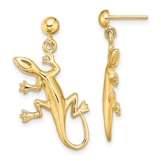 Buy Stylish 14K Gold Polished Gecko Drop Earrings | Lightweight & Elegant