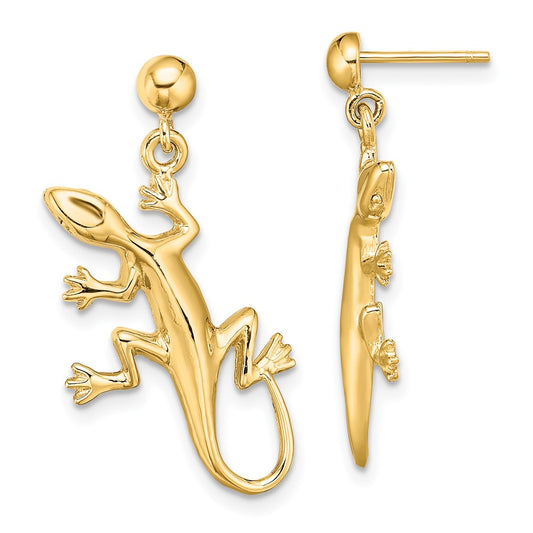 Buy Stylish 14K Gold Polished Gecko Drop Earrings | Lightweight & Elegant