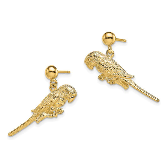 Buy Exclusive 14K Gold 3D Parrot Dangle Earrings | Stylish & Affordable Design