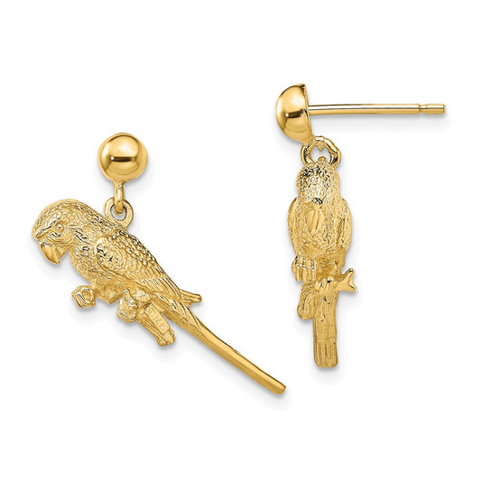 Buy Exclusive 14K Gold 3D Parrot Dangle Earrings | Stylish & Affordable Design