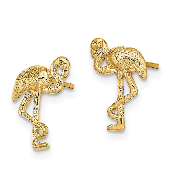 14K Gold Flamingo Stud Earrings