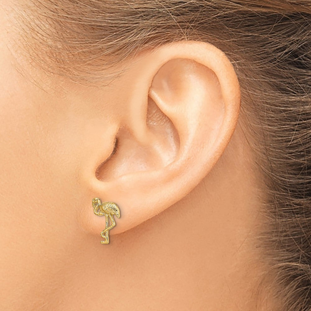 Exclusive 14K Gold Flamingo Stud Earrings - Stylish Design, Affordable Luxury