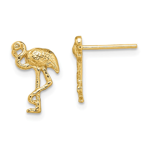 14K Gold Flamingo Stud Earrings