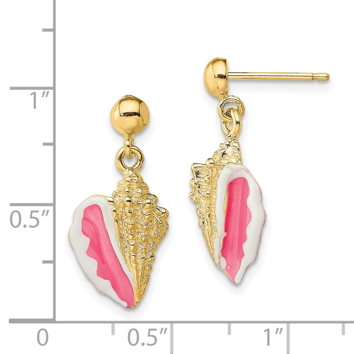 Shop Stylish 14K White Gold Conch Shell Drop Earrings with Pink Enamel-4