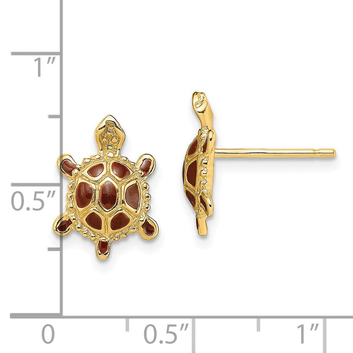 Buy Stylish 14K Gold Sea Turtle Earrings with Enamel Shell - Affordable Luxury-4