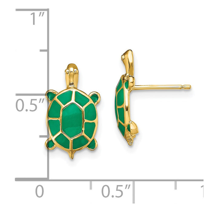 Shop Exclusive 14K Gold Land Turtle Earrings with Green Enamel - Stylish Value-4
