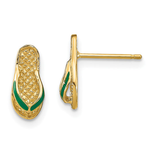 Buy Exclusive 14K Gold 3D Green Enamel Flip-Flop Earrings | Stylish Value