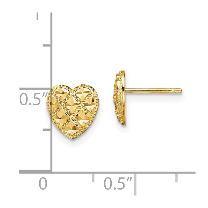 Exclusive 14K Gold Criss-Cross Heart Post Earrings | Stylish Diamond Cut Detail-4