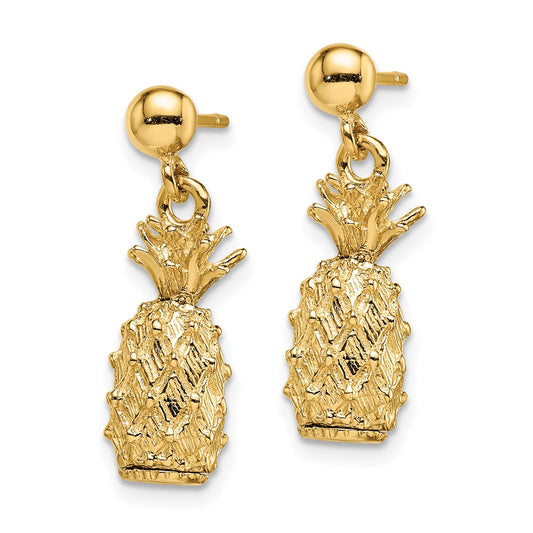 Buy Stylish 14K Gold 3D Pineapple Dangle Earrings - Affordable Luxury Accessory