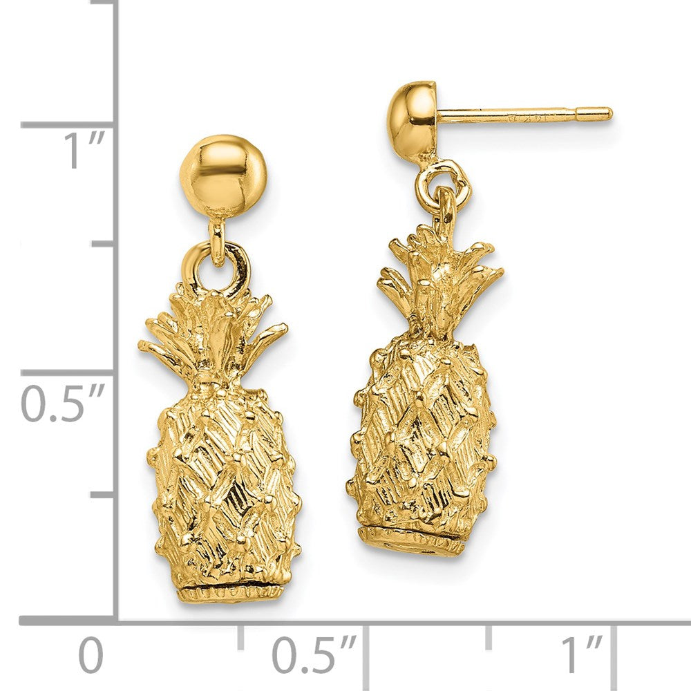 Buy Stylish 14K Gold 3D Pineapple Dangle Earrings - Affordable Luxury Accessory