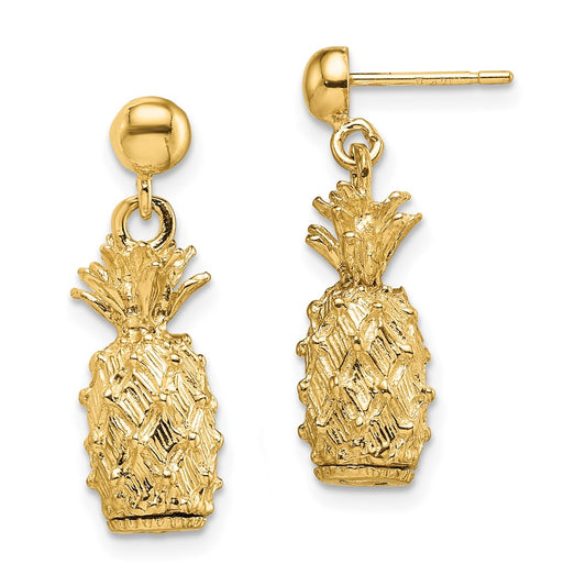 Buy Stylish 14K Gold 3D Pineapple Dangle Earrings - Affordable Luxury Accessory