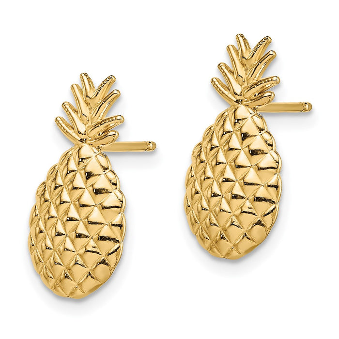 Shop Stylish 14K Gold Textured Pineapple Stud Earrings - Exclusive Luxury Value!-3