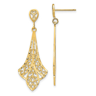 Buy 14K Gold Filigree Dangle Earrings - Stylish Design, Lightweight Luxury