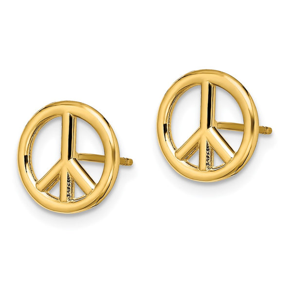 14K Gold Peace Sign Stud Earrings