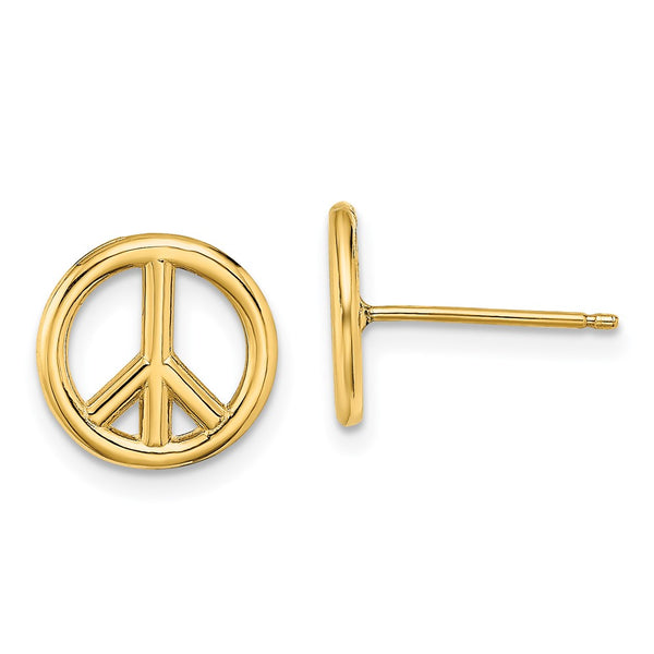 14K Gold Peace Sign Stud Earrings