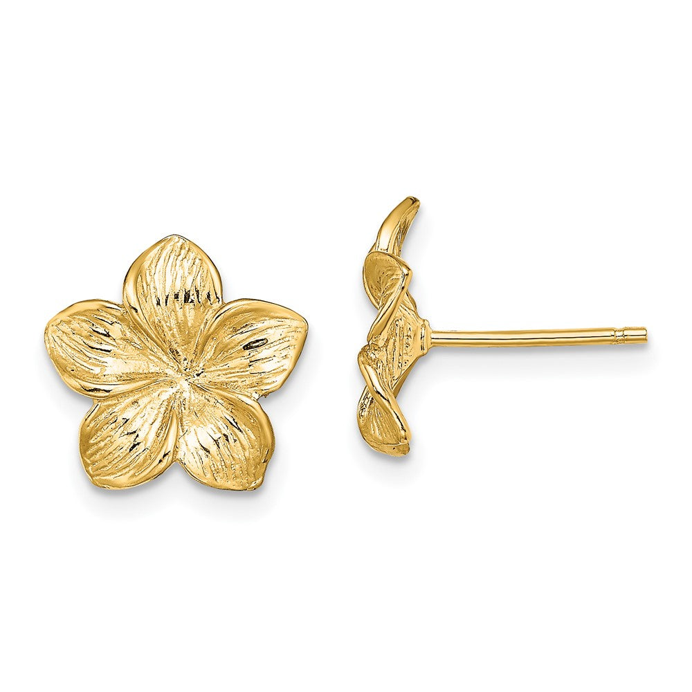 High-Quality 14K Gold Plumeria Flower Stud Earrings - Stylish & Affordable!
