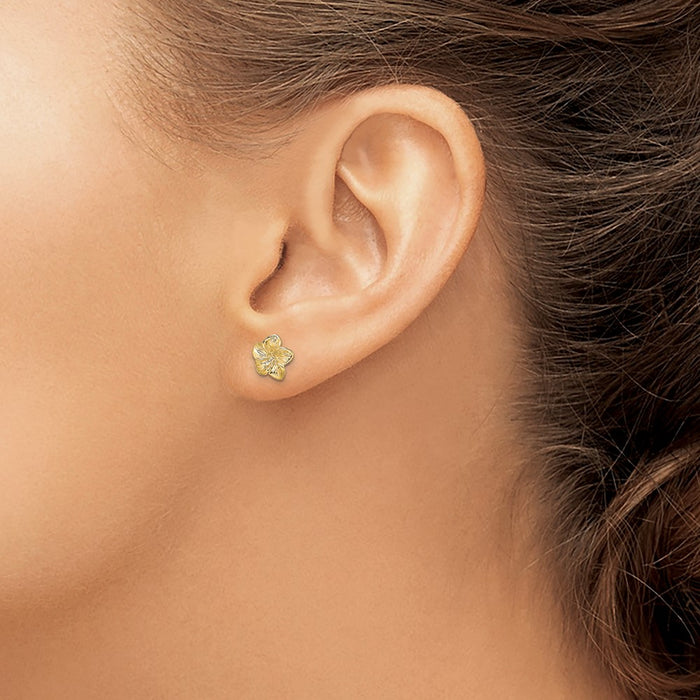 Exclusive 14K Gold Plumeria Flower Stud Earrings - Stylish & Affordable Elegance-3