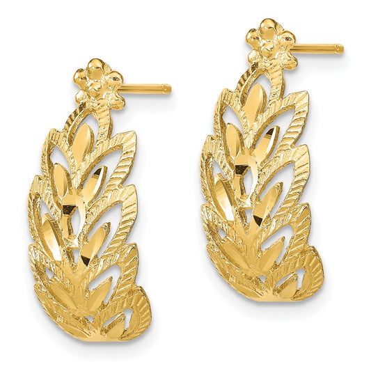 Buy Exclusive 14K Gold Leaf Design Post Earrings - Stylish & Affordable Elegance
