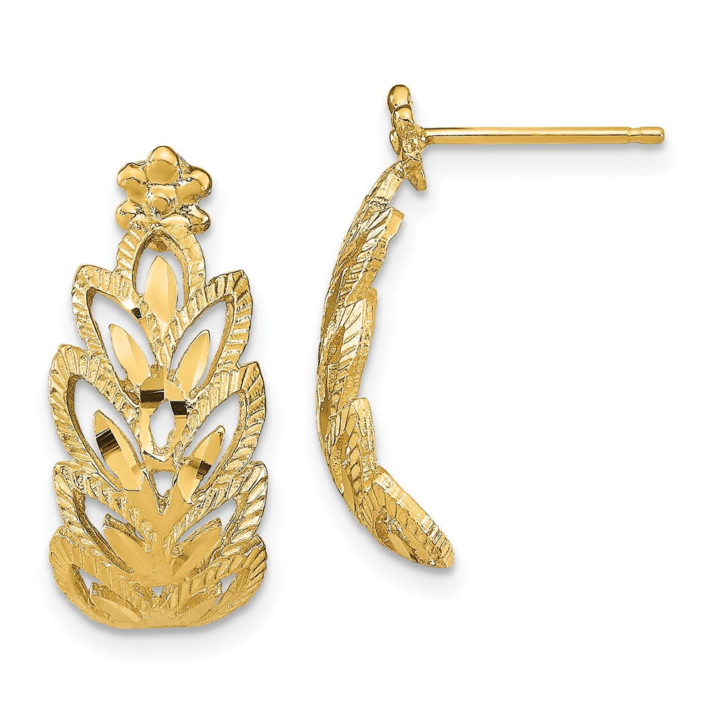 Buy Exclusive 14K Gold Leaf Design Post Earrings - Stylish & Affordable Elegance