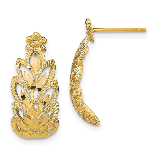 Buy Exclusive 14K Gold Leaf Design Post Earrings - Stylish & Affordable Elegance