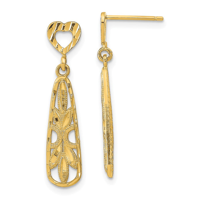 Buy Stylish 14K Gold Dangle Teardrop Heart Post Earrings - Exclusive Design-1