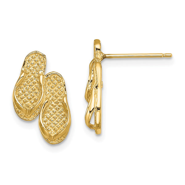 14K Gold Double-Sided Flip-Flop Stud Earrings